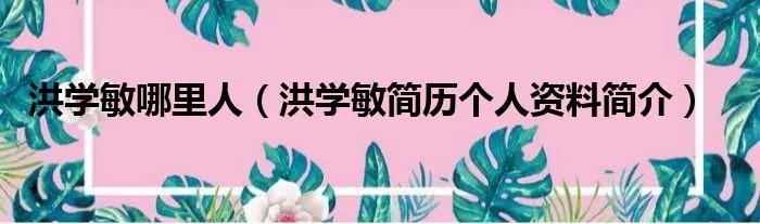 洪学敏哪里人（洪学敏简历个人资料简介）