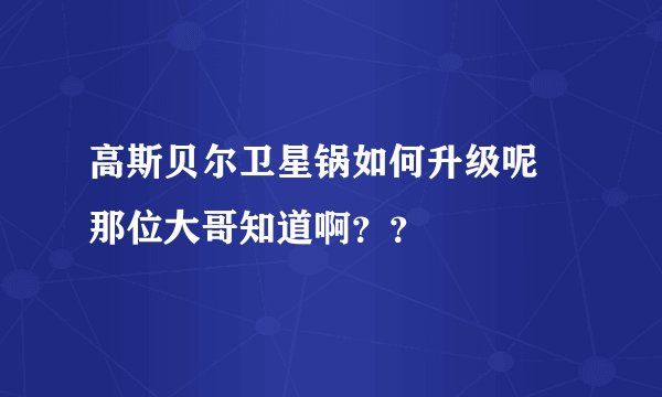 高斯贝尔卫星锅如何升级呢 那位大哥知道啊??
