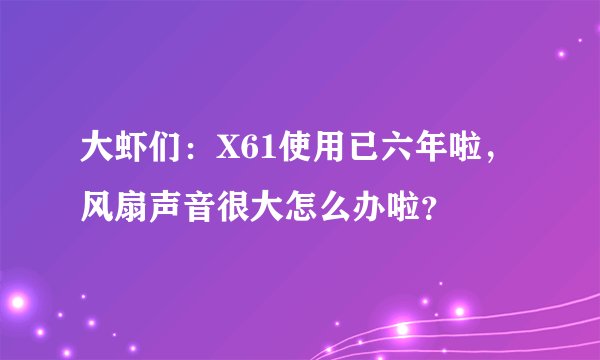 大虾们：X61使用已六年啦，风扇声音很大怎么办啦？