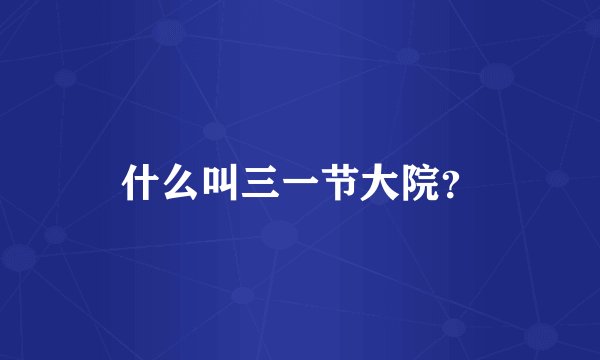 什么叫三一节大院？