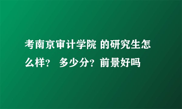 考南京审计学院 的研究生怎么样？ 多少分？前景好吗