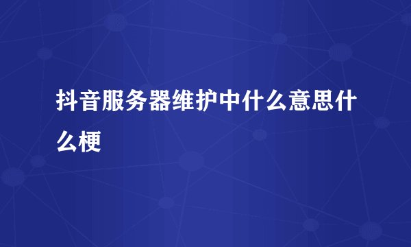 抖音服务器维护中什么意思什么梗