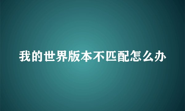 我的世界版本不匹配怎么办
