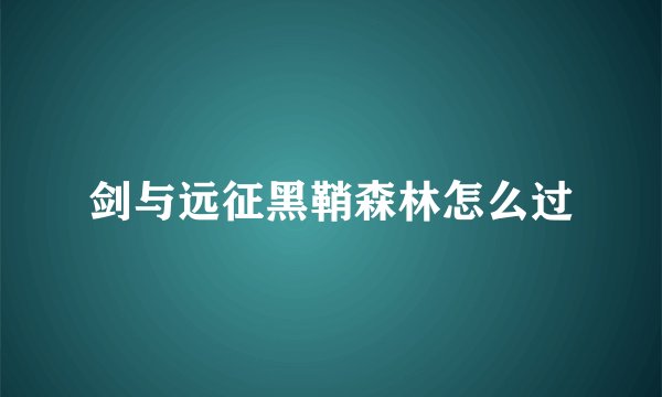 剑与远征黑鞘森林怎么过