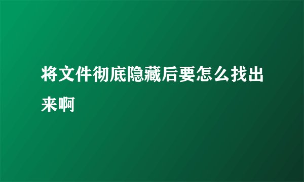 将文件彻底隐藏后要怎么找出来啊