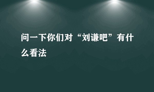 问一下你们对“刘谦吧”有什么看法