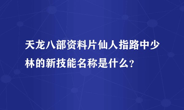 天龙八部资料片仙人指路中少林的新技能名称是什么？