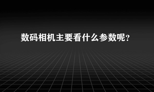 数码相机主要看什么参数呢？