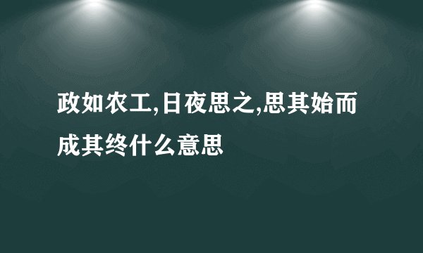 政如农工,日夜思之,思其始而成其终什么意思