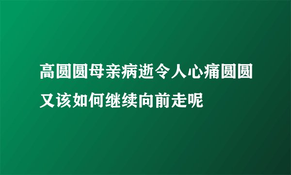 高圆圆母亲病逝令人心痛圆圆又该如何继续向前走呢