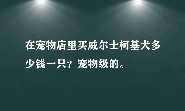 在宠物店里买威尔士柯基犬多少钱一只？宠物级的。
