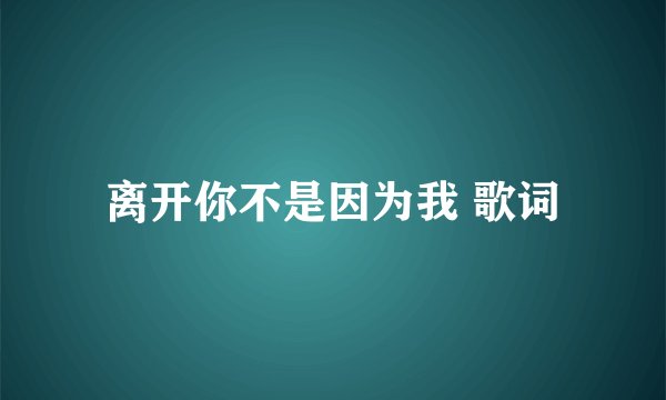 离开你不是因为我 歌词