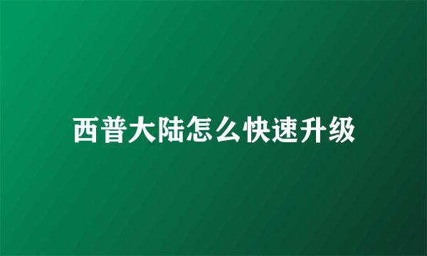 西普大陆怎么快速升级