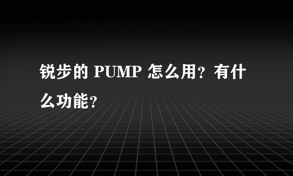 锐步的 PUMP 怎么用？有什么功能？
