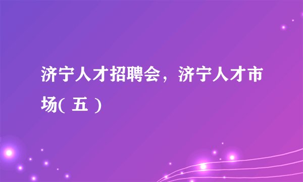 济宁人才招聘会，济宁人才市场( 五 )