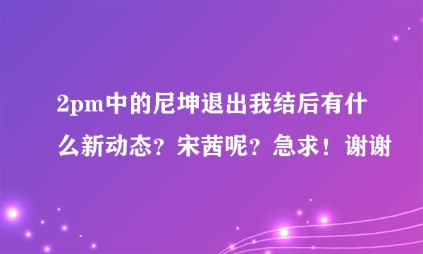 2pm中的尼坤退出我结后有什么新动态？宋茜呢？急求！谢谢