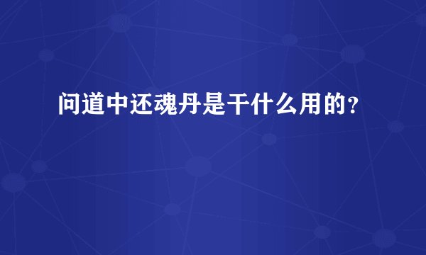 问道中还魂丹是干什么用的？