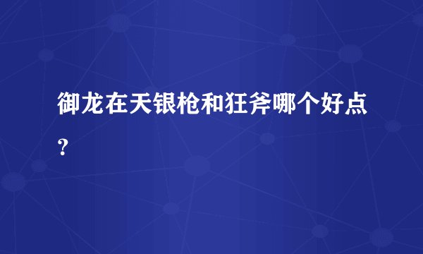 御龙在天银枪和狂斧哪个好点？
