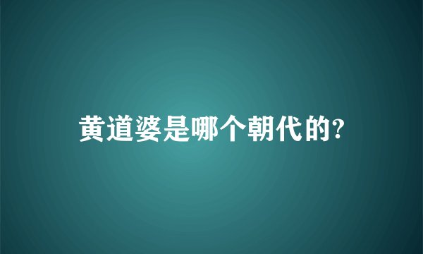 黄道婆是哪个朝代的?