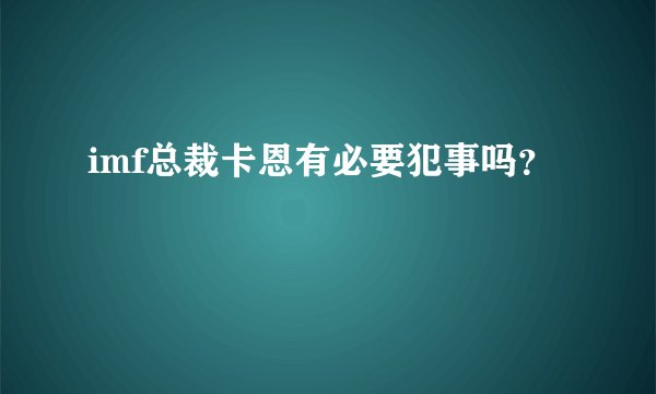 imf总裁卡恩有必要犯事吗？