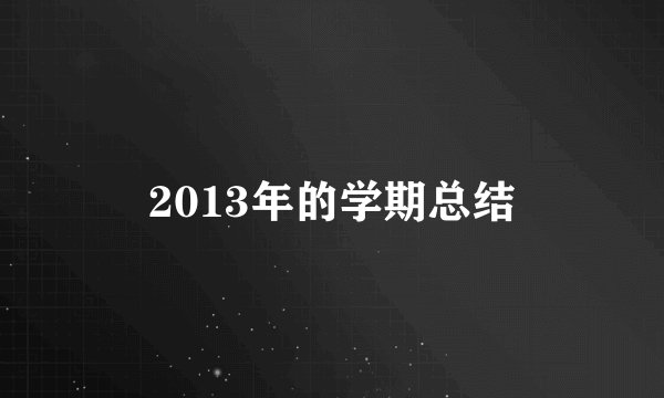 2013年的学期总结