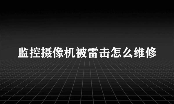 监控摄像机被雷击怎么维修