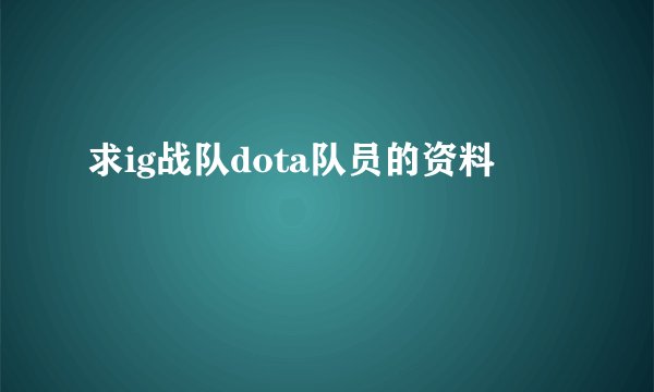 求ig战队dota队员的资料