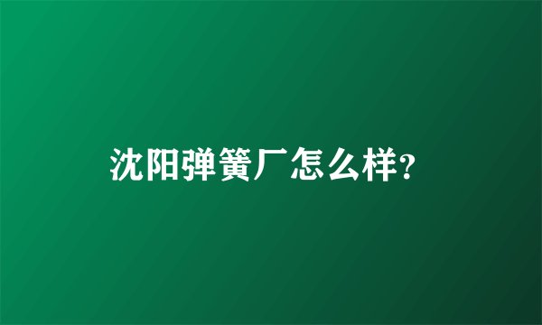 沈阳弹簧厂怎么样?