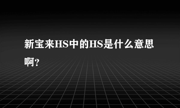 新宝来HS中的HS是什么意思啊？
