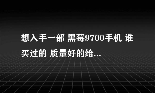 想入手一部 黑莓9700手机 谁买过的 质量好的给我推荐一间网店吧 谢谢!