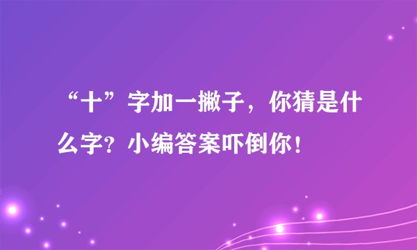 “十”字加一撇子，你猜是什么字？小编答案吓倒你！
