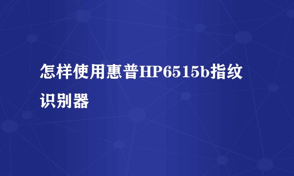 怎样使用惠普HP6515b指纹识别器