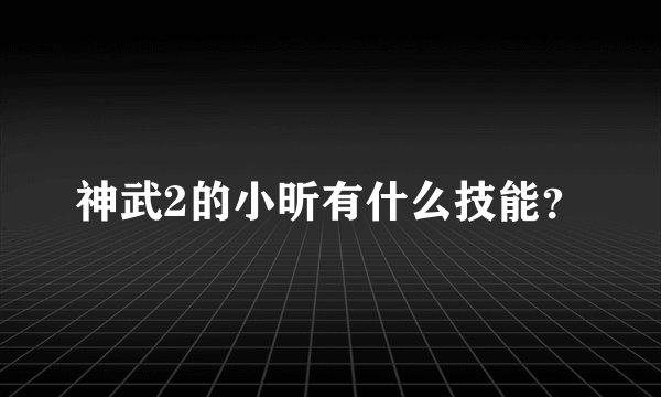 神武2的小昕有什么技能?