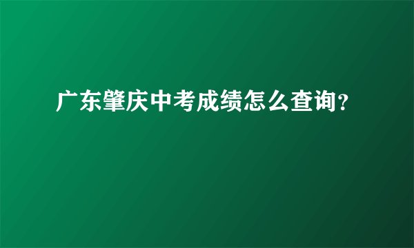 广东肇庆中考成绩怎么查询？