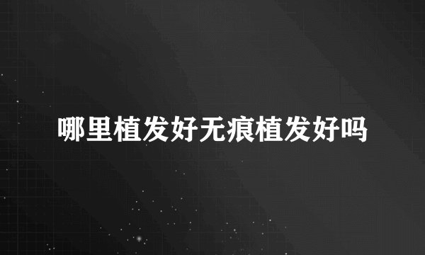 哪里植发好无痕植发好吗
