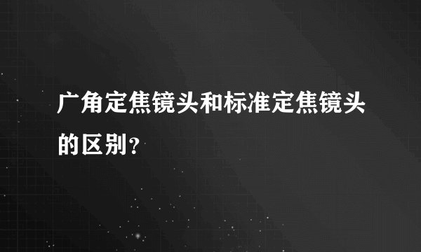 广角定焦镜头和标准定焦镜头的区别？