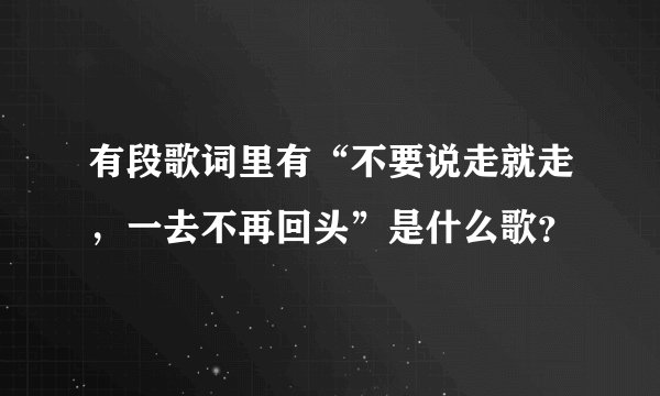 有段歌词里有“不要说走就走，一去不再回头”是什么歌？