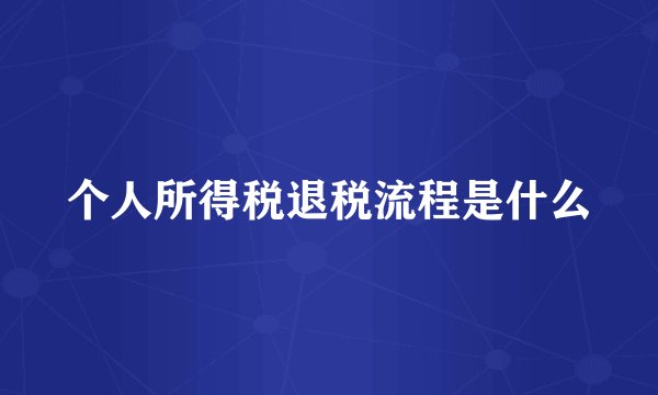 个人所得税退税流程是什么