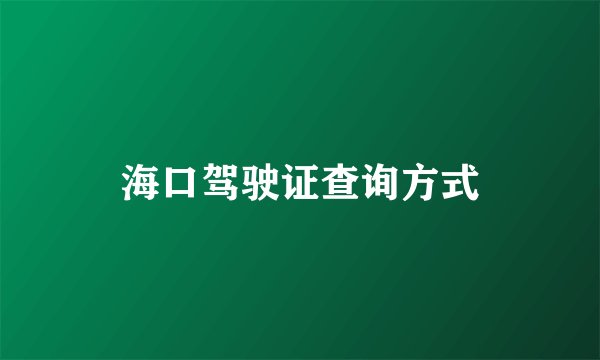 海口驾驶证查询方式