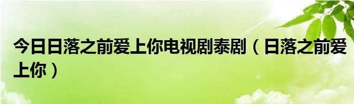 今日日落之前爱上你电视剧泰剧（日落之前爱上你）