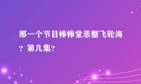 那一个节目棒棒堂恶整飞轮海？第几集？
