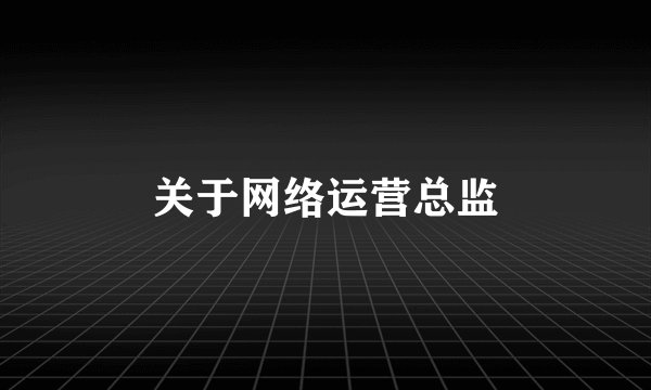 关于网络运营总监