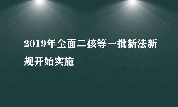 2019年全面二孩等一批新法新规开始实施