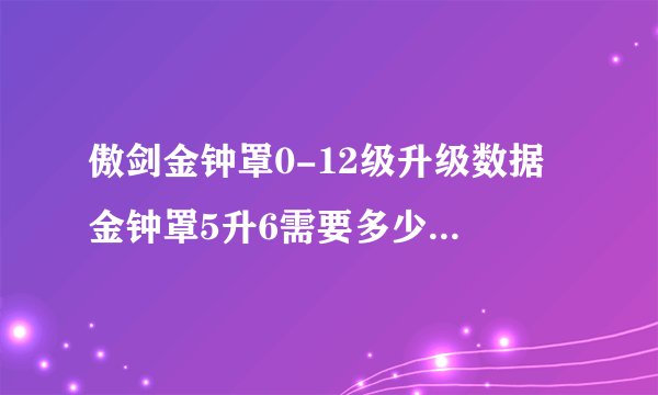 傲剑金钟罩0-12级升级数据 金钟罩5升6需要多少护体神丹