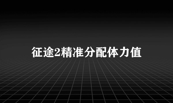 征途2精准分配体力值