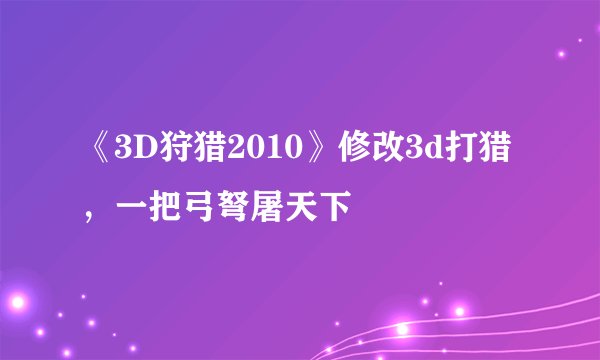 《3D狩猎2010》修改3d打猎，一把弓弩屠天下