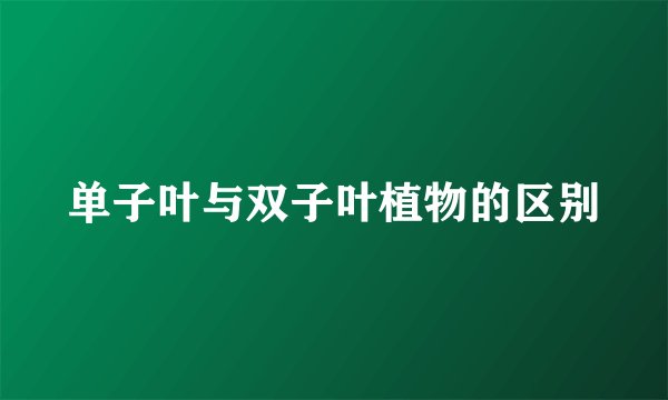 单子叶与双子叶植物的区别