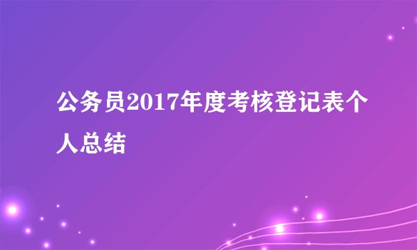 公务员2017年度考核登记表个人总结