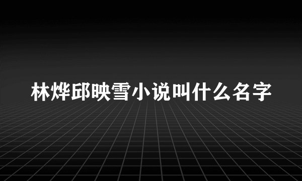 林烨邱映雪小说叫什么名字