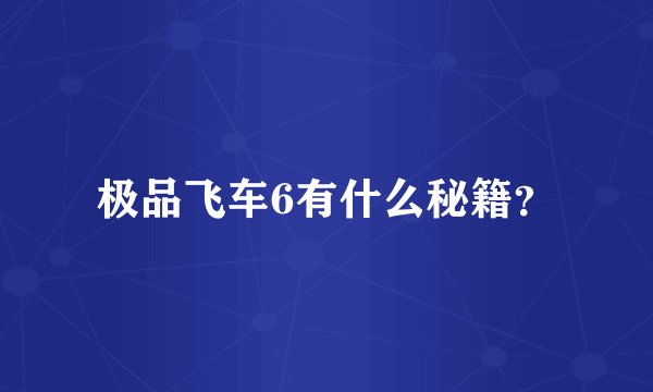 极品飞车6有什么秘籍?